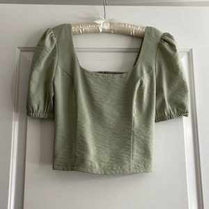 Sage Ruched Back Crop Top